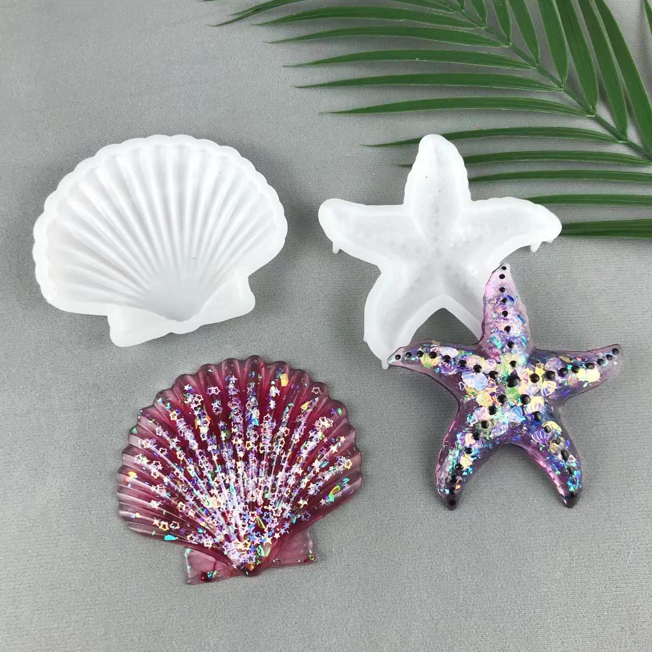 Semi solid sea star drop glue mold DIY ocean series ornaments semi solid sea star shell silicone mold