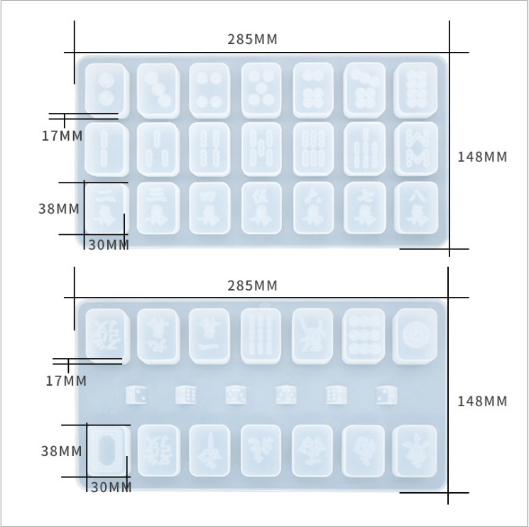 Food Grade Epoxy Silicone Mold DIY Crystal Epoxy Mold China Mahjong Silicone Mold Food Grade