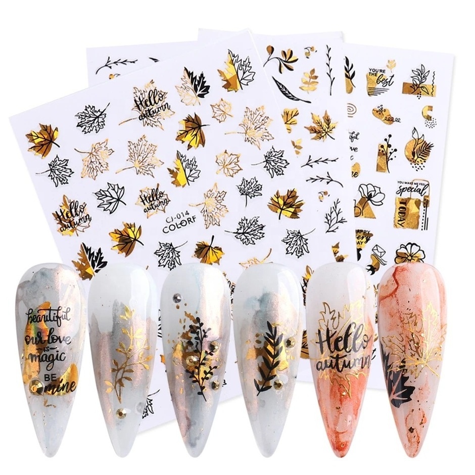 Hot Nail stickers Instagram bronzing Laser plant leaves Abstract Constellation Diamond 3D Back adhesive