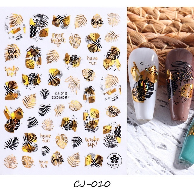 Hot Nail stickers Instagram bronzing Laser plant leaves Abstract Constellation Diamond 3D Back adhesive