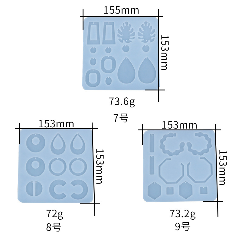 Exquisite environmentally friendly material silicone earring molds are used for jewelry making pendant epoxy resin