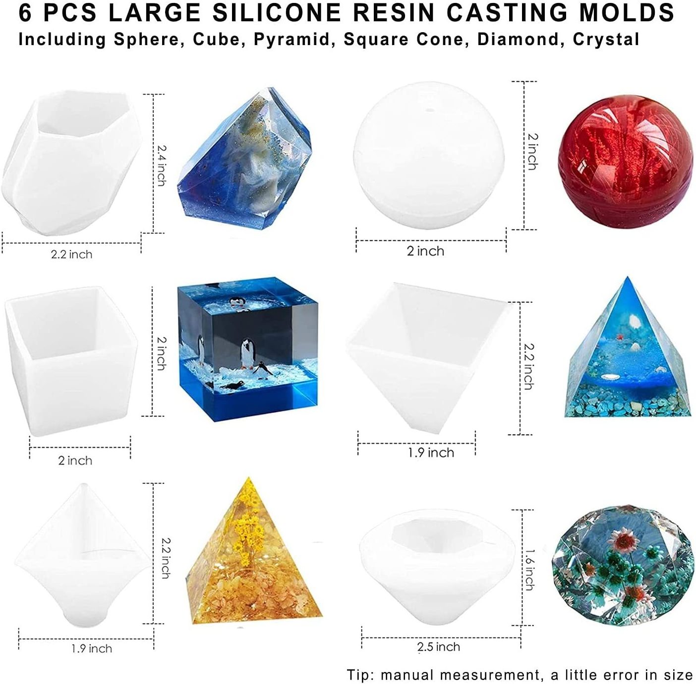 Epoxy Resin Silicone Art Molds for Resin Casting DIY Art Craft - Diamond Shapes Jewelry Casting Molds Kit