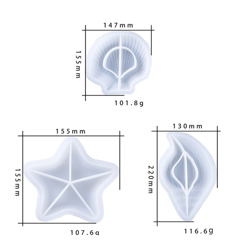 Complacent DIY glue mould 3 dishes starfish conch shell mould silicone epoxy resin cake tool baking coasters