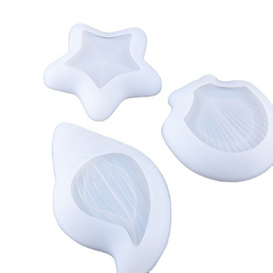 Complacent DIY glue mould 3 dishes starfish conch shell mould silicone epoxy resin cake tool baking coasters