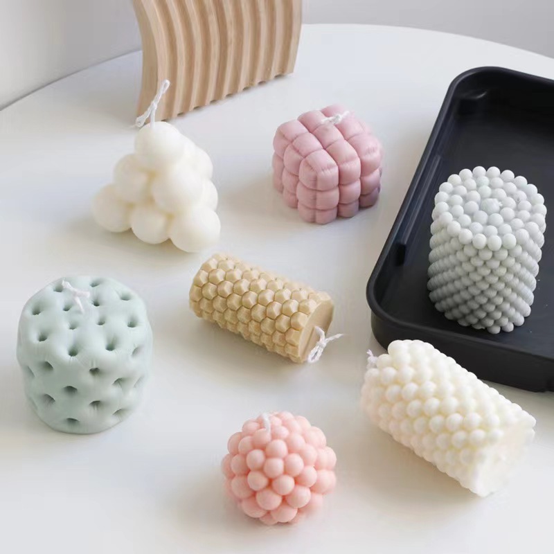 INS Korean Style Light Luxury Simple Bubble Geometry Aromatherapy Candle DIY Cylinder Ball Silicone Mold