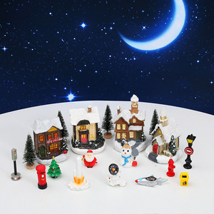 New Christmas decoration Luminous snow house European small house village astronaut series 16 pieces set