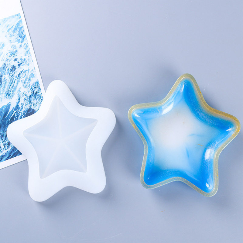 Complacent DIY glue mould 3 dishes starfish conch shell mould silicone epoxy resin cake tool baking coasters