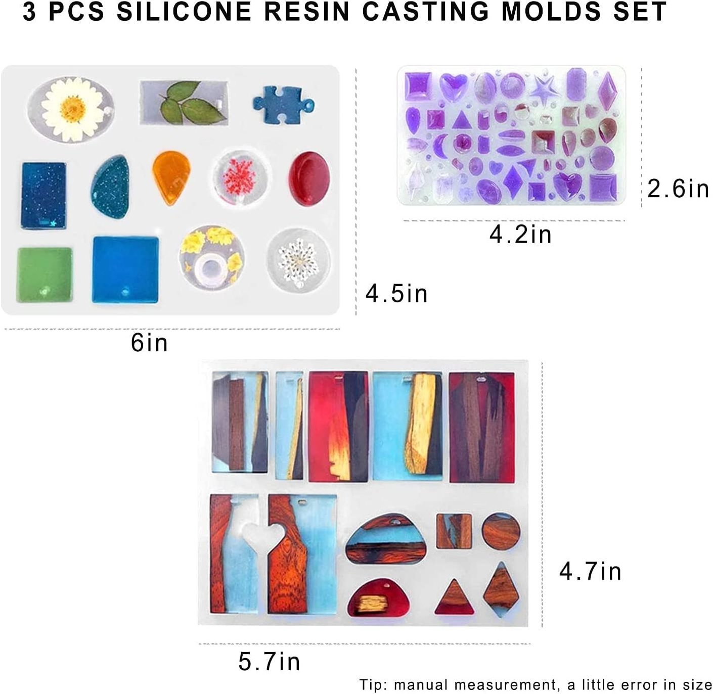 Epoxy Resin Silicone Art Molds for Resin Casting DIY Art Craft - Diamond Shapes Jewelry Casting Molds Kit