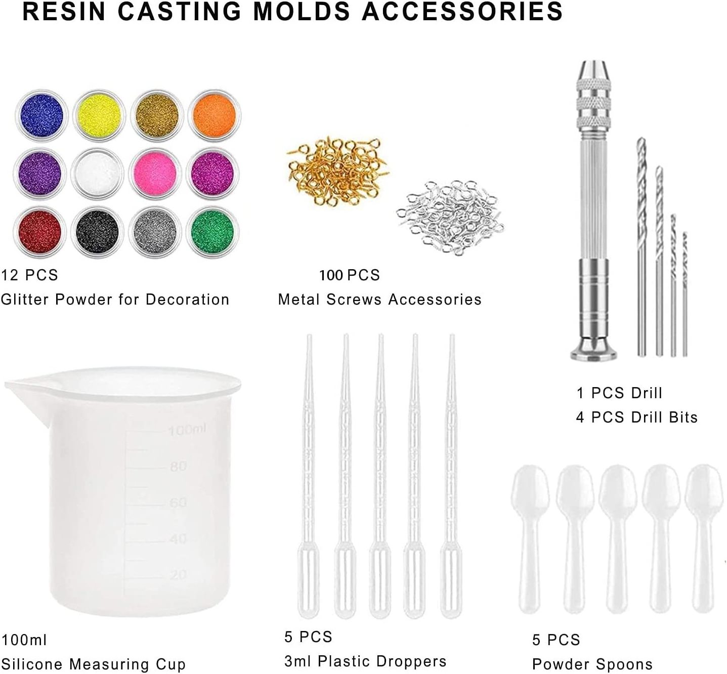 Epoxy Resin Silicone Art Molds for Resin Casting DIY Art Craft - Diamond Shapes Jewelry Casting Molds Kit