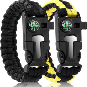 Bracelets,Survival Bracelets for Men Tactical 5-in-1 Camping Gear Kits,with 12-ft Detachable Parachute Rope,Fire Starter