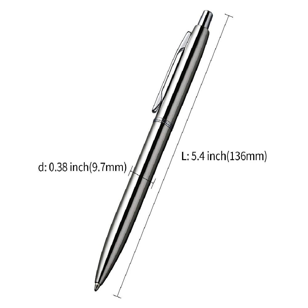 Eacajess retractable replaceable gift business office stainless steel black Ink 1.0mm medium metal ballpoint pen