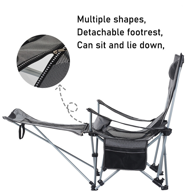 Folding Beach Chair Portable Detachable Foot Rest Chair Thickened Back Fishing Camping Lounge Chair Outdoor With Cup Holder