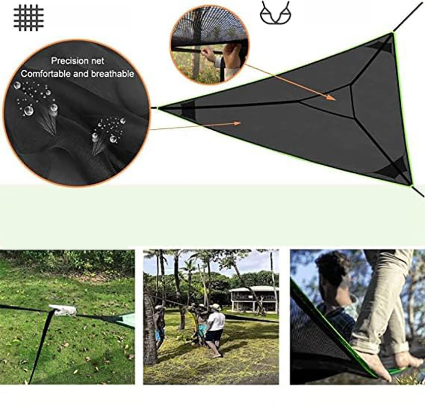 Aerial Hammock Multi-Person Camping Hammock Hanging Travel Ultralight Triangle Black Net Outdoors Triangular Hammock