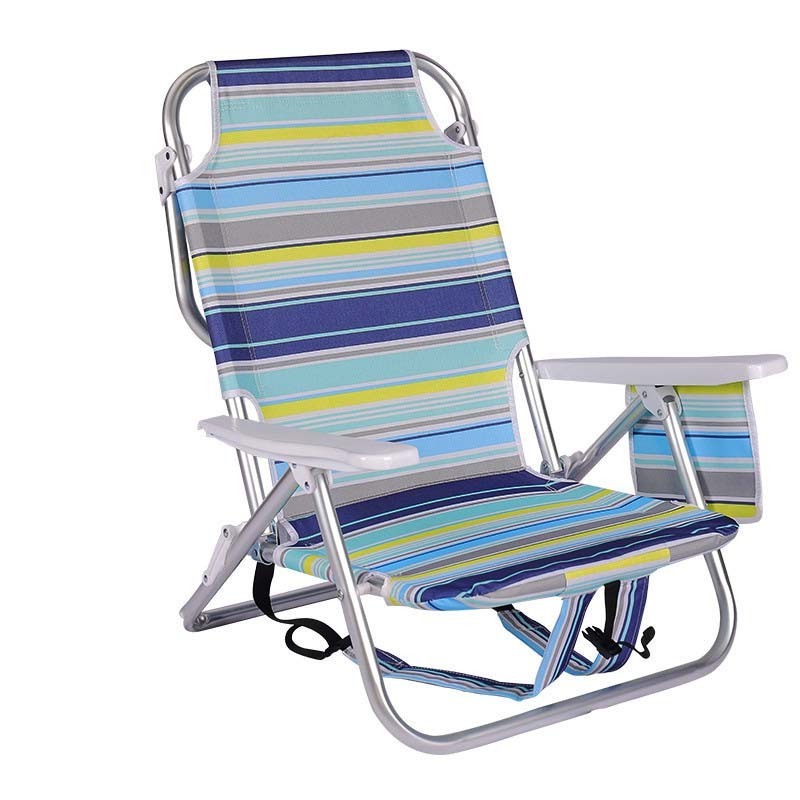 Portable Backpack Beach Chair Outdoor Aluminum Folding Beach Chair Collapsible Backrest Adjustable Reclining Beach Chair