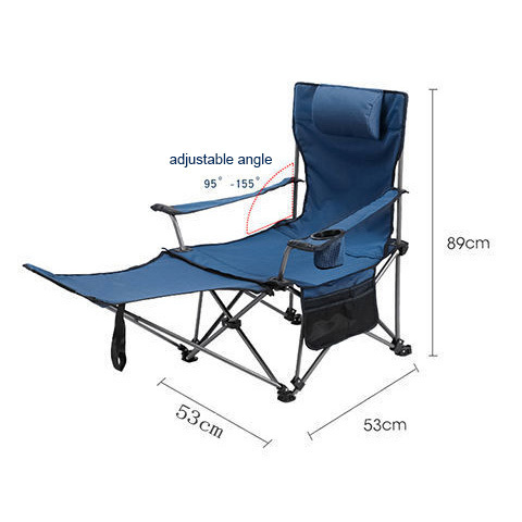 Folding Beach Chair Portable Detachable Foot Rest Chair Thickened Back Fishing Camping Lounge Chair Outdoor With Cup Holder