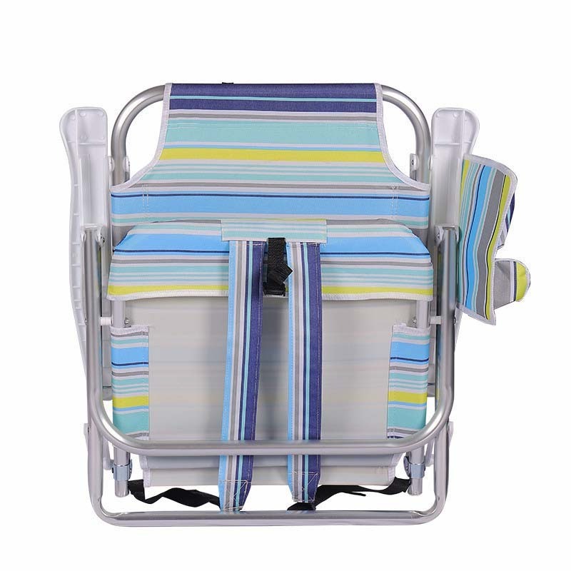 Portable Backpack Beach Chair Outdoor Aluminum Folding Beach Chair Collapsible Backrest Adjustable Reclining Beach Chair