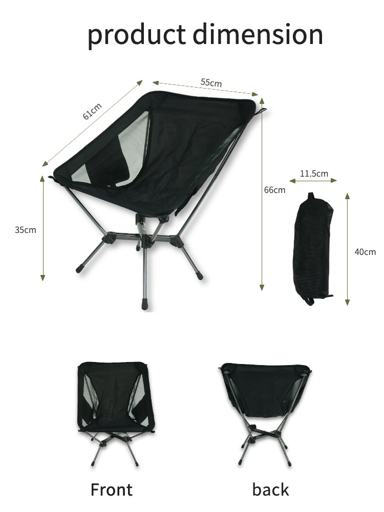 Outdoor Camping Chair Heavy Duty Folding Beach Chairs Canvas Big Camping Moon Chair With Side Storage Bag