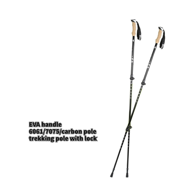 Lightweight Aluminum Trekking Pole Folding Collapsible Quick Lock Crutch Pole Camp Mountain Climbing Hiking Walking Stick