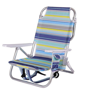 Portable Backpack Beach Chair Outdoor Aluminum Folding Beach Chair Collapsible Backrest Adjustable Reclining Beach Chair