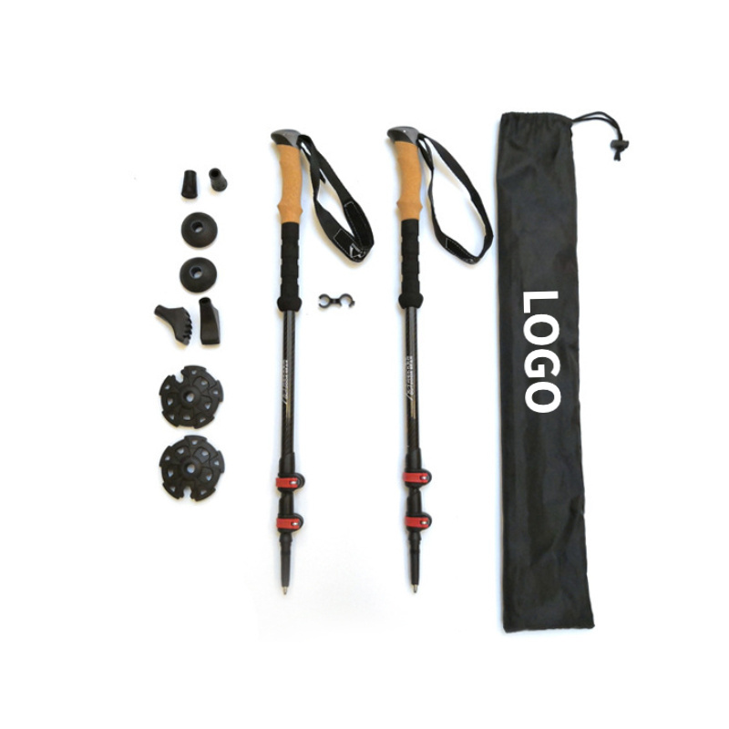 Outdoor Fold Trekking Pole Carbon Fiber Nordic Camping Club Telescopic Alpenstock Portable Walking Hiking Stick For Elderly