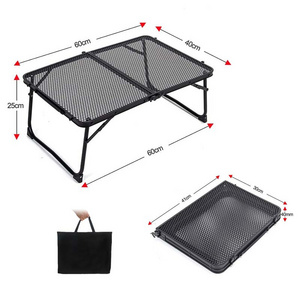 Lightweight Metal Net Table Portable Barbecue Cooking Picnic Camping Table Briefcase Type Hand-Carry Folding Outdoor Tables