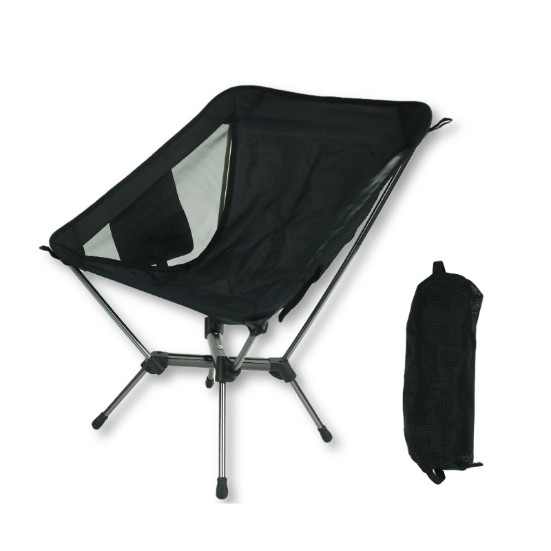 Outdoor Camping Chair Heavy Duty Folding Beach Chairs Canvas Big Camping Moon Chair With Side Storage Bag