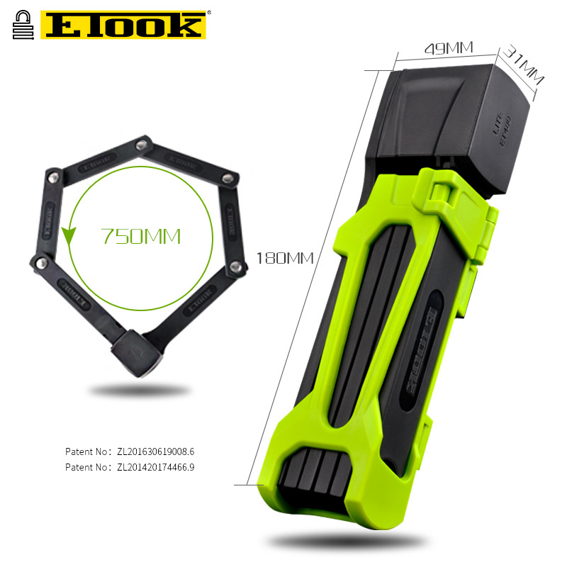 ETOOK Patent Design Bike Foldable Lock Original Factory Bike JointLock Anti Theft Escooter Electric Bicycle Bike Lock