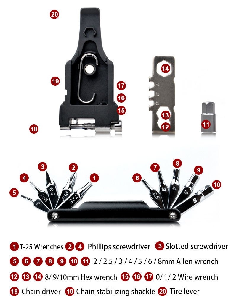 Bike Accessory Multifunctional Bike Fix Tools Kit Wrench Bicycle Repair Complete Tool Kit Tire Lever