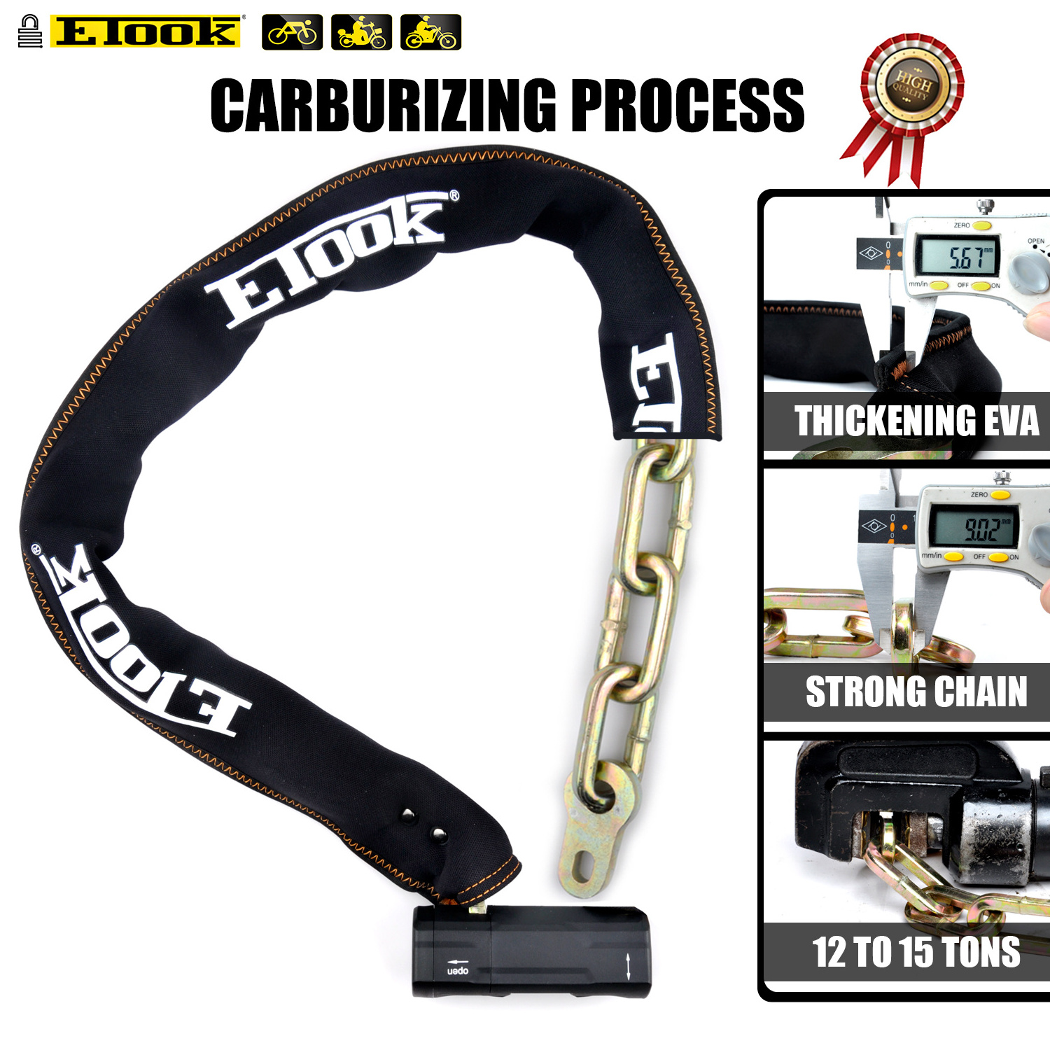 ETOOK 110CM Heavy Duty Combination Bike Chain Lock 4 Digital Combo  Motorcycle Lock Bike Lock