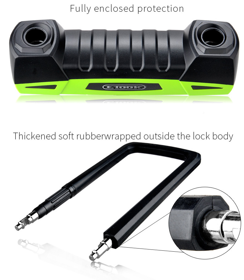 ETOOK Electronic Bike Lock Soft Silicone Cover D Shaped Bike Lock  Motorcycle Bicycle Safety U Lock