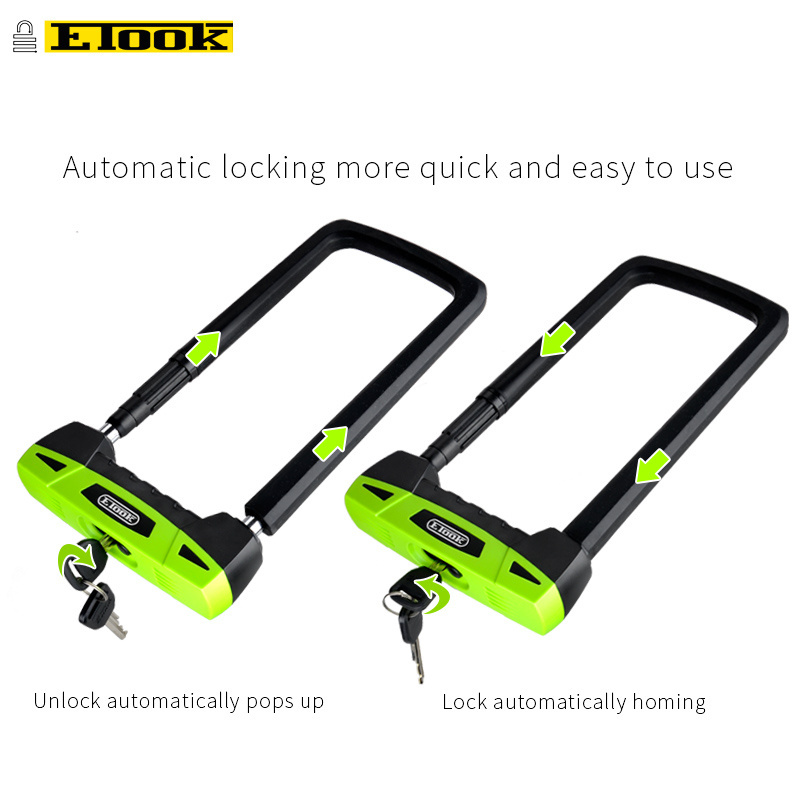 ETOOK Outdoor Equipment Bike U Lock with Key Bicycle Motorcycle Cycle U Lock