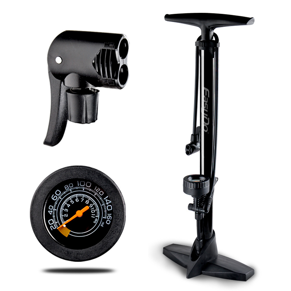 EasyDo A/V F/V 160 Psi Bicycle Foot Pump Bike Tire Inflator Bicycle Pump with Pressure Gauge