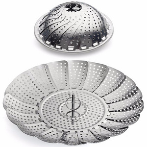 Folding Collapsible Adjustable Stainless Steel Vegetable Steamer Basket