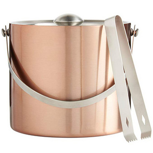 Hot Sale Stainless Steel Double Walled Insulated Ice Bucket With Lid Ice Bucket And Tong Set