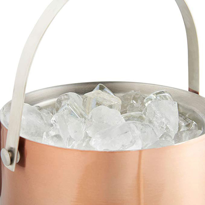 Hot Sale Stainless Steel Double Walled Insulated Ice Bucket With Lid Ice Bucket And Tong Set