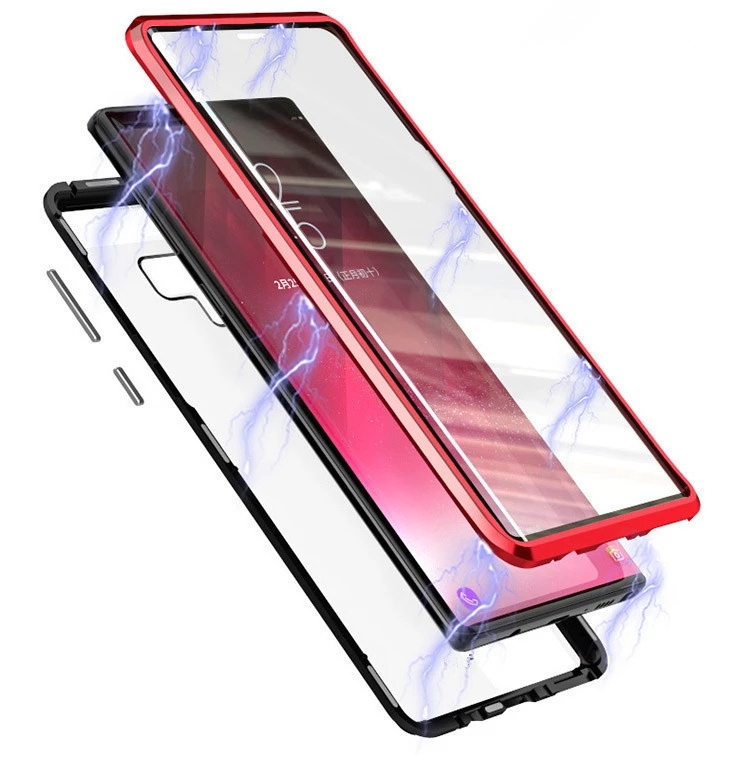 360 Double glass Metal Magnet Case for Samsung S10 S9 S8 Plus Note 8 Note 9 Full Cover Magnetic Adsorption Mobile Phone Case