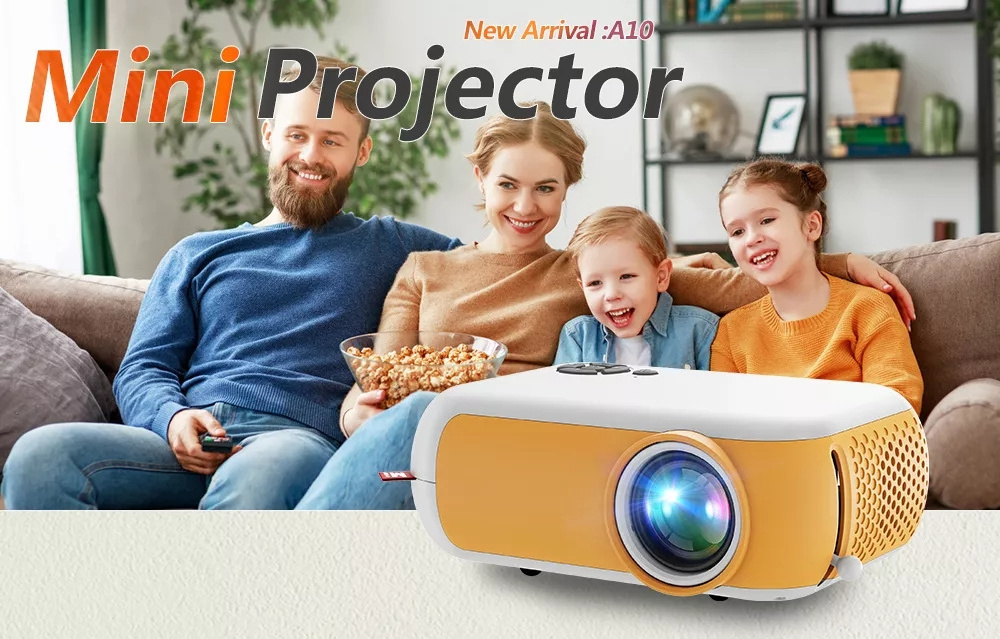 Hot Selling A10 mini projector 480x360 Portable Home Theater Mini LED HD Digital Projector support mobile phone USB connecting