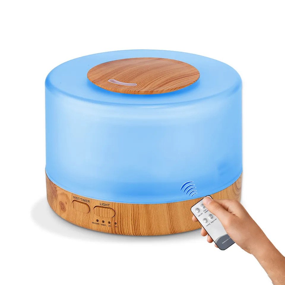 500ml Large Capacity Wood Grain Aromatherapy Essential Oil Diffuser Aroma Humidifier Scent Dispenser With Remote Control