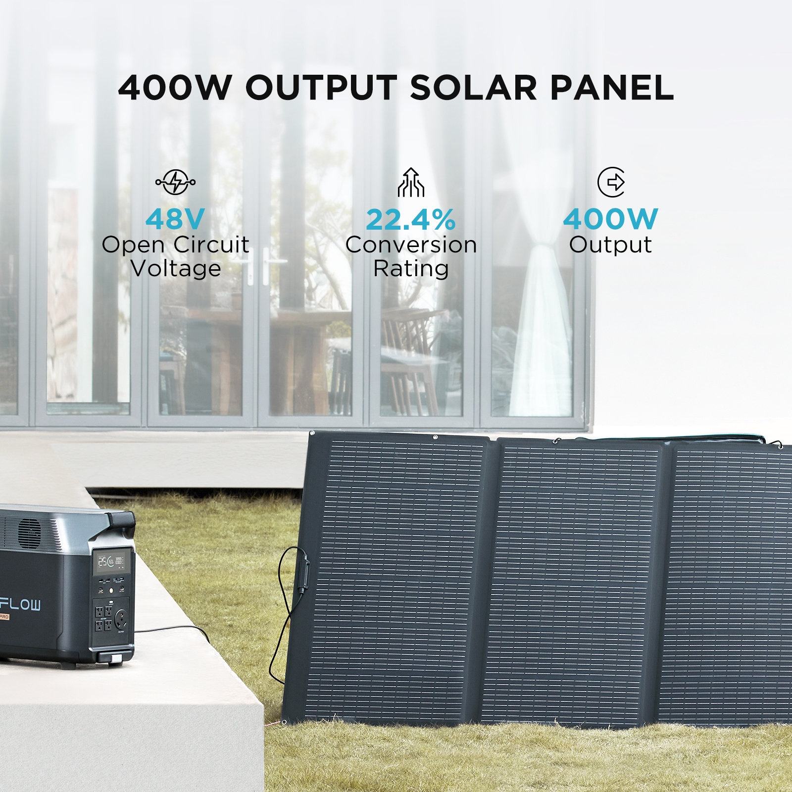 ECOFLOW 400W Portable Solar Panel, Foldable & Durable, Complete with an Adjustable Kickstand Case, Waterproof IP68