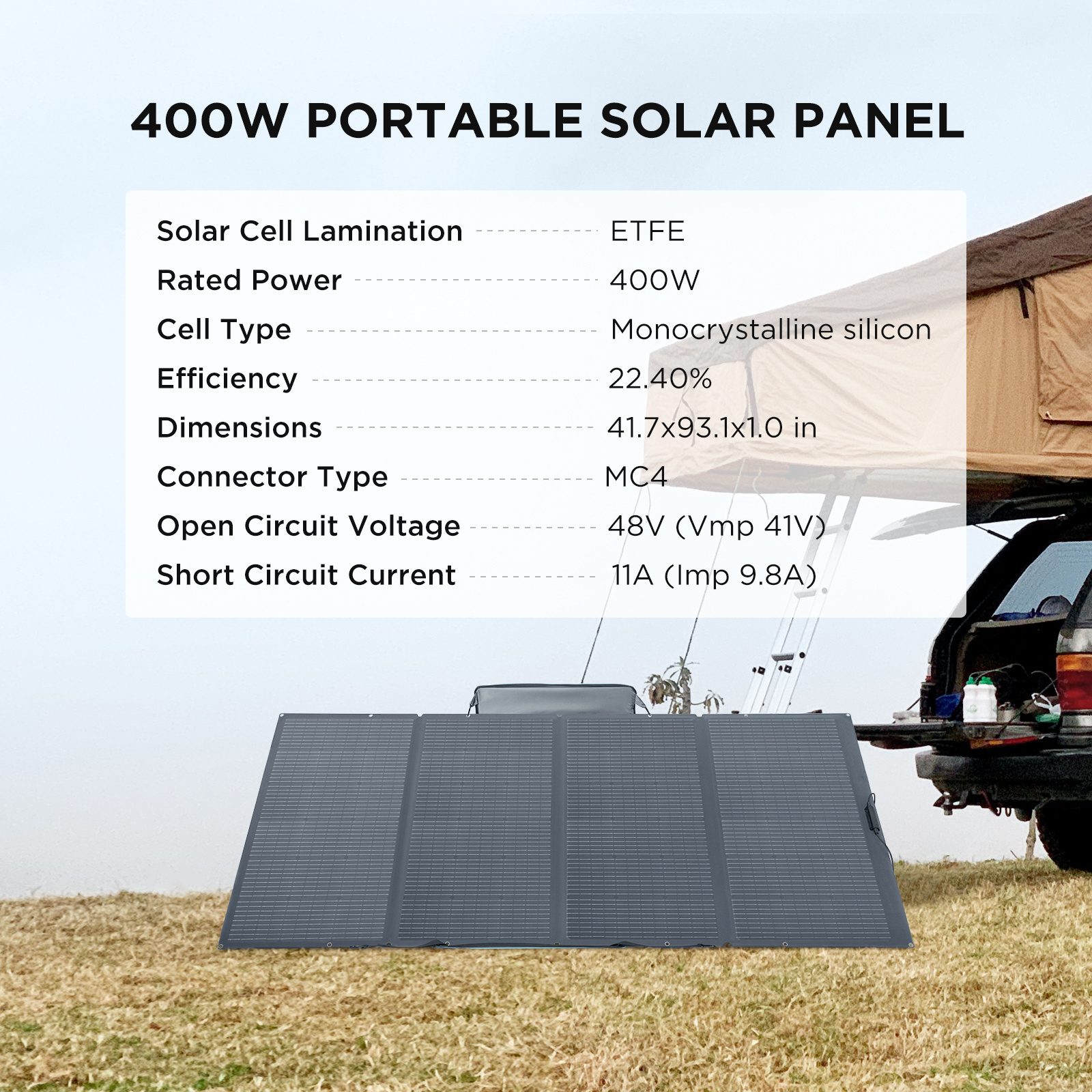 ECOFLOW 400W Portable Solar Panel, Foldable & Durable, Complete with an Adjustable Kickstand Case, Waterproof IP68