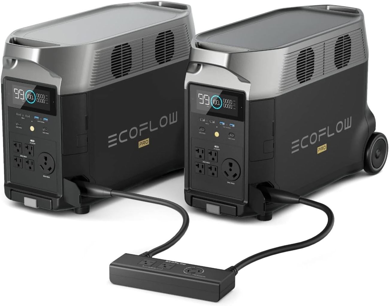 ECOFLOW 240V/7200Wh Home Battery Backup: 2 DELTA Pro+Double Voltage Hub, 10 AC Outlets, Lifepo4 Power Station