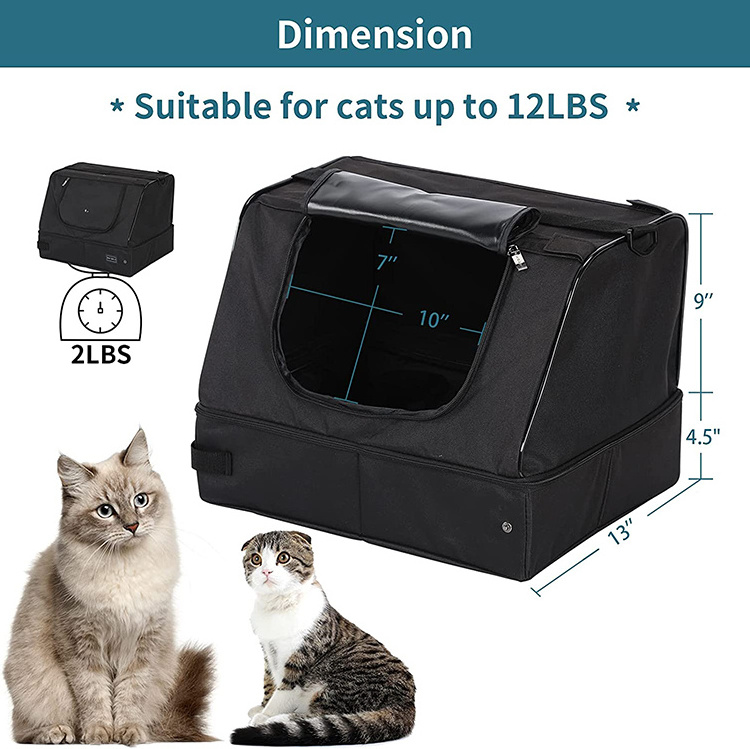 Leak-Proof Collapsible Portable Cat Litter Box with Lid for Travel