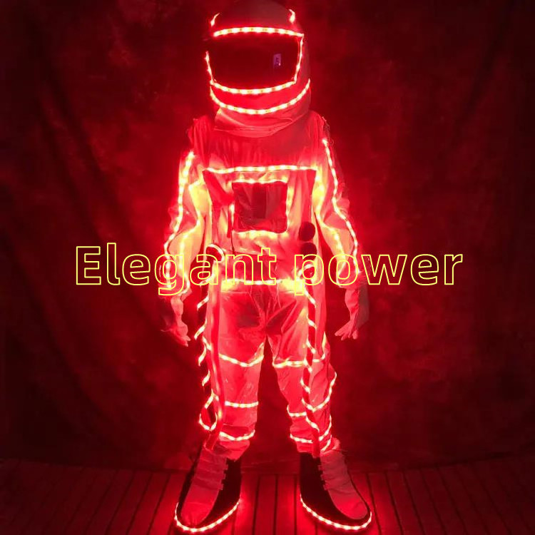 LED Costumes for Adults Astronaut Cosplay Cloth Light Up Dress Rave Outfits Party Nightclub Space Mascot Luminous Stage Clothing