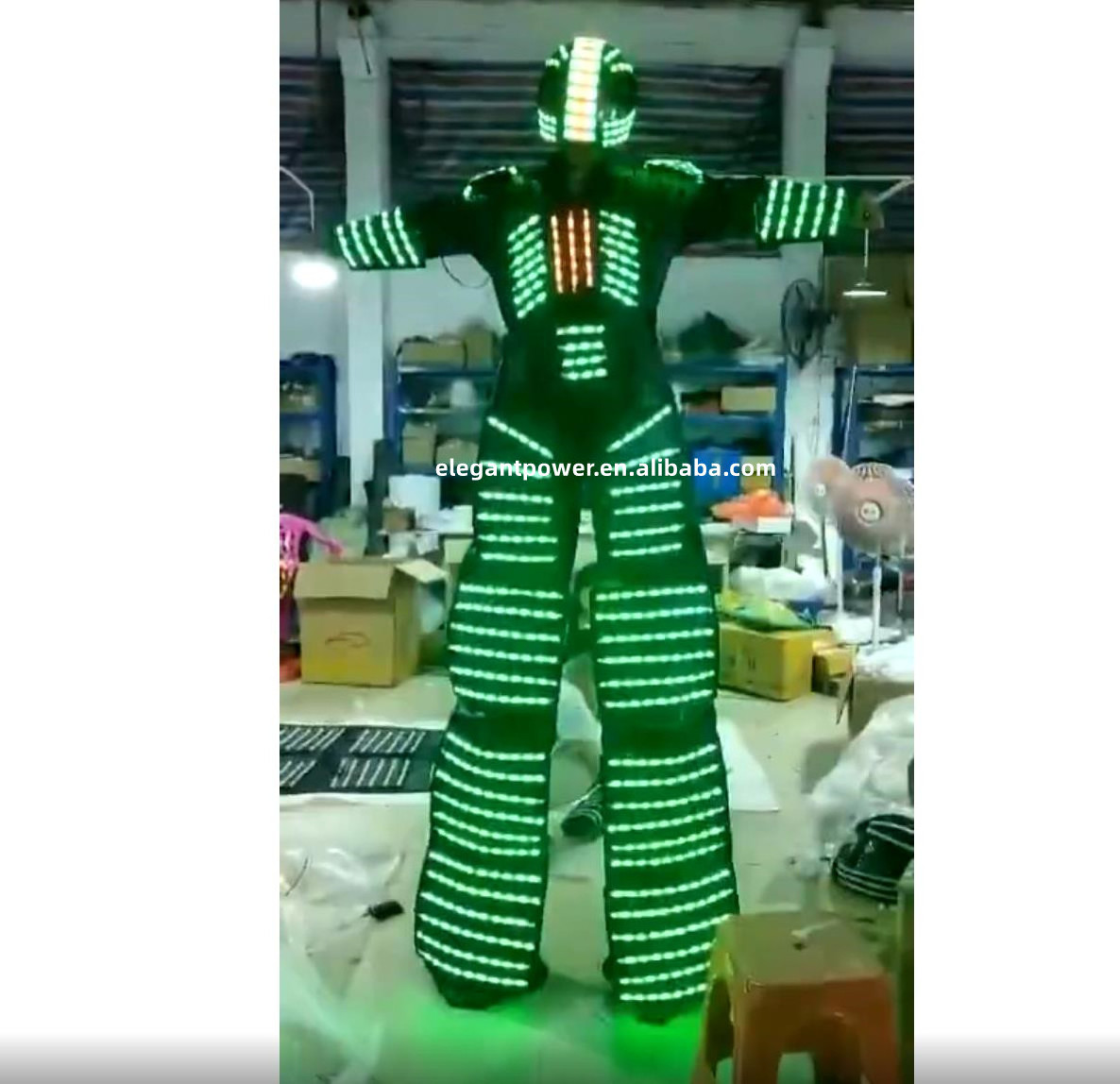 LED Robot Costume led Clothes Stilts Walker Costume LED Suit Costume Helmet Laser  CO2 Jet Machine