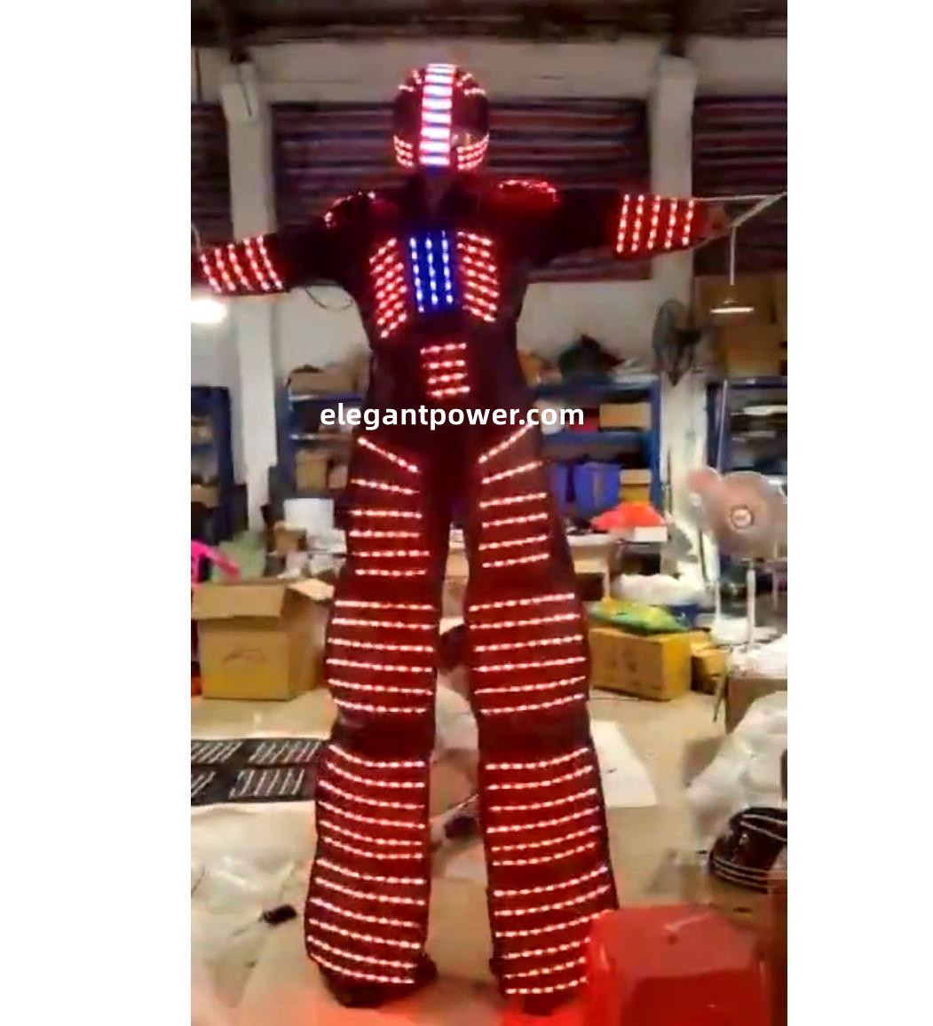 LED Robot Costume led Clothes Stilts Walker Costume LED Suit Costume Helmet Laser  CO2 Jet Machine