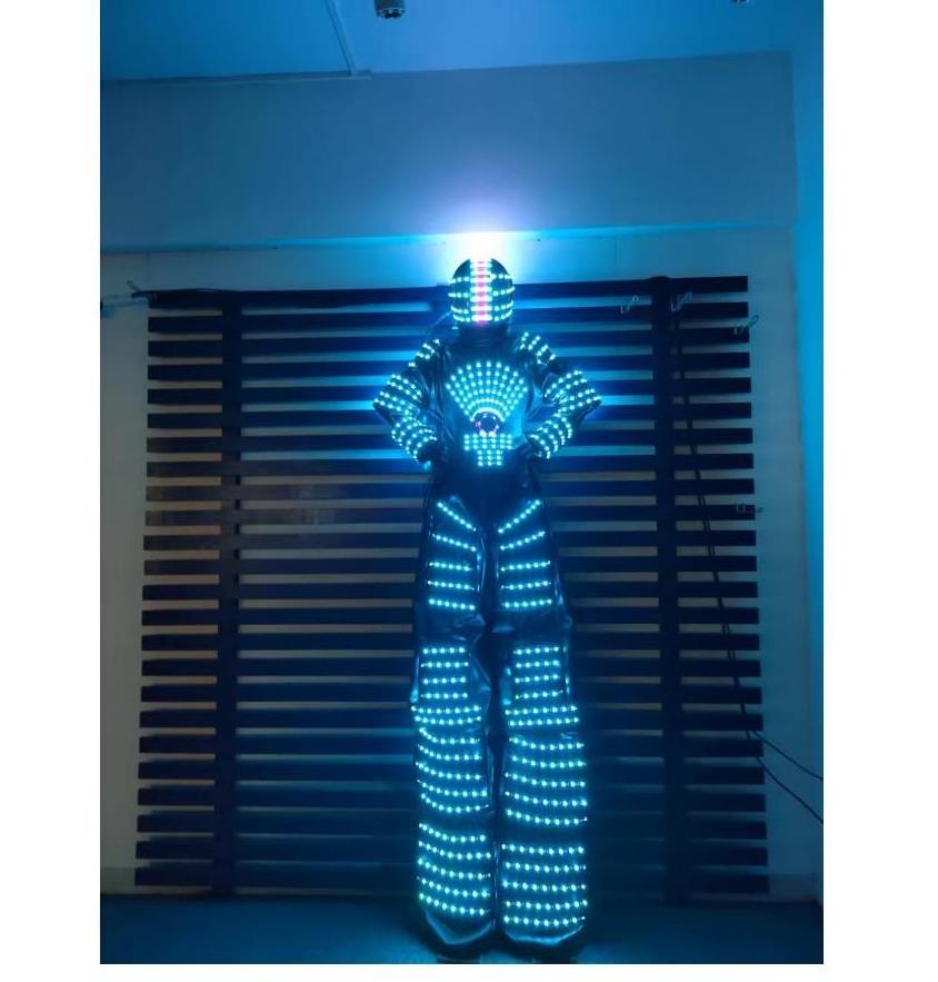 LED Robot Costume led Clothes Stilts Walker Costume LED Suit Costume Helmet Laser  CO2 Jet Machine