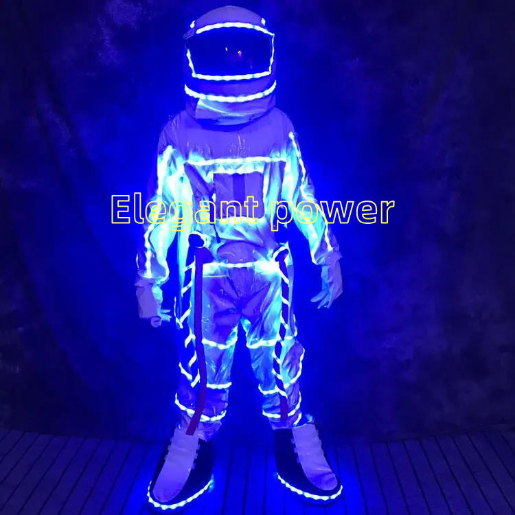 LED Costumes for Adults Astronaut Cosplay Cloth Light Up Dress Rave Outfits Party Nightclub Space Mascot Luminous Stage Clothing