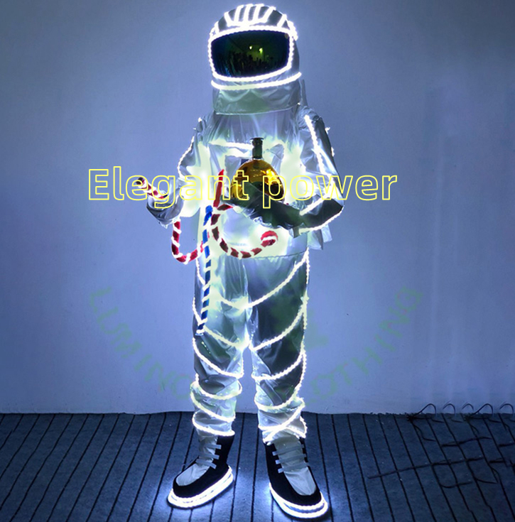 LED Costumes for Adults Astronaut Cosplay Cloth Light Up Dress Rave Outfits Party Nightclub Space Mascot Luminous Stage Clothing