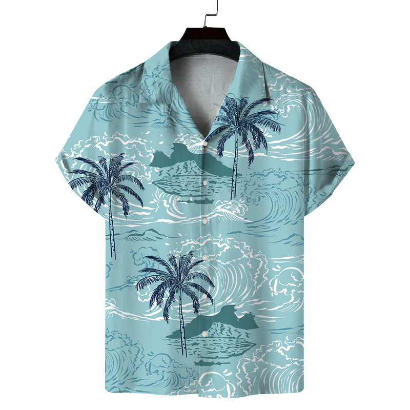 Men Aloha Summer Casual Loose Florarl Hawaiian Shirt Beach Shirts