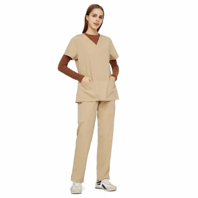 Stretchy Crew Neck Under Scrub Long Sleeve Medical Scrubs Women Top for Hospital